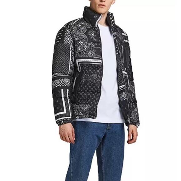 Jack & Jones Originals Puffer Jacket Bandana Paisley Print Mens Size XL EU NEW - Picture 1 of 15
